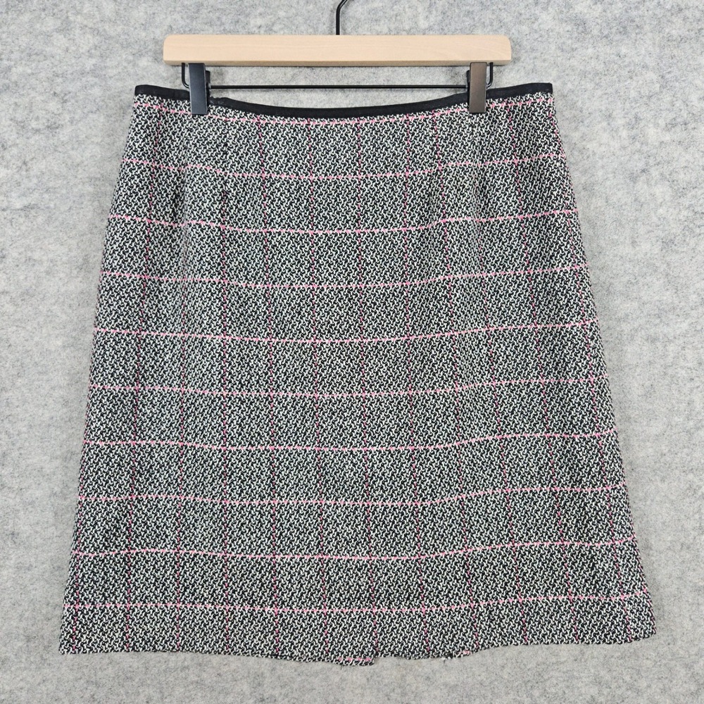 Talbots Petites Tweed Windowpane Skirt Women's Size 16 Made in USA Wool Blend